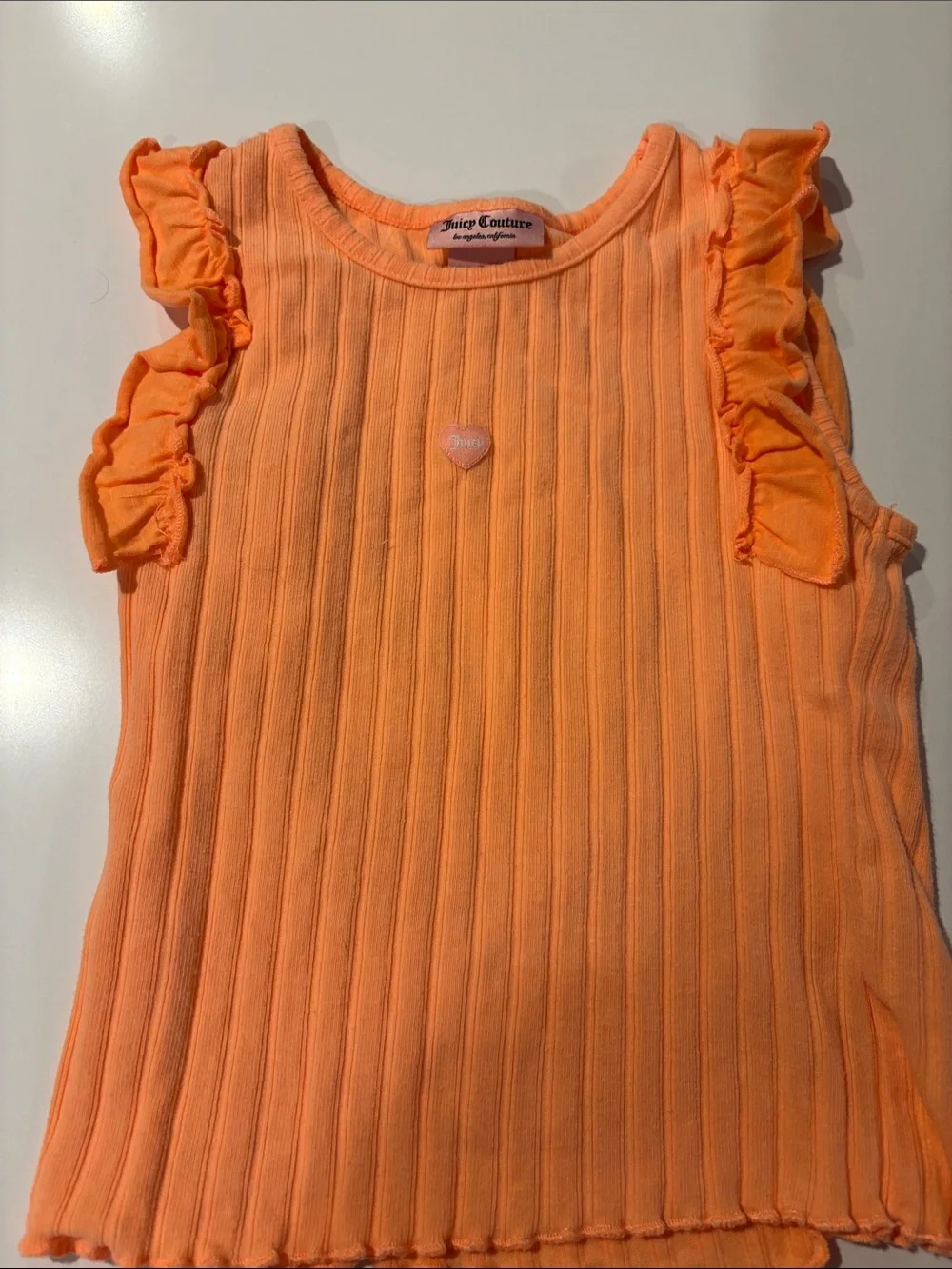 Juicy Couture Girls' Orange Ribbed Ruffle Tank & Skirt Set